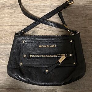 Michael Kors Black Gilmore Crossbody Bag with Gold Accents (small)